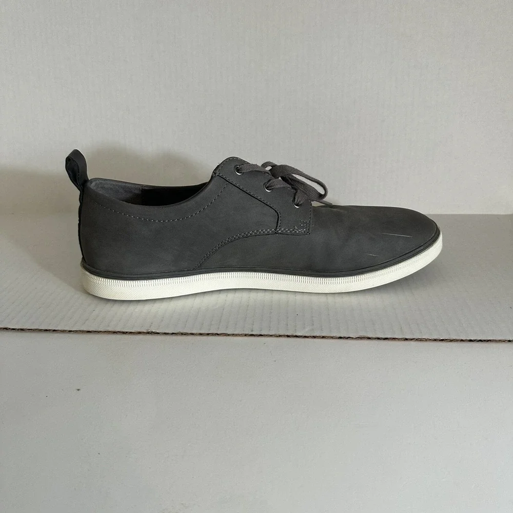 Goodfellow & Co Khalil Mens 11.5 Charcoal Gray Faux Leather Lace Up Loafer Shoes